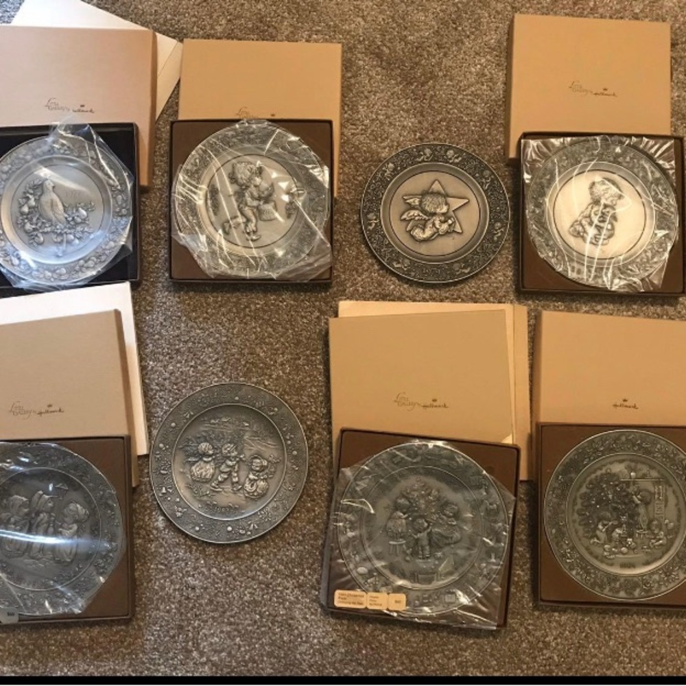 Hallmark pewter Christmas plates